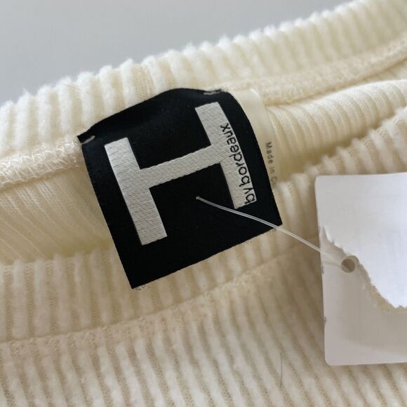 H by Bordeaux Sweater Womens Size Small Cream Lightweight Ribbed‎ Oversized - Picture 3 of 8